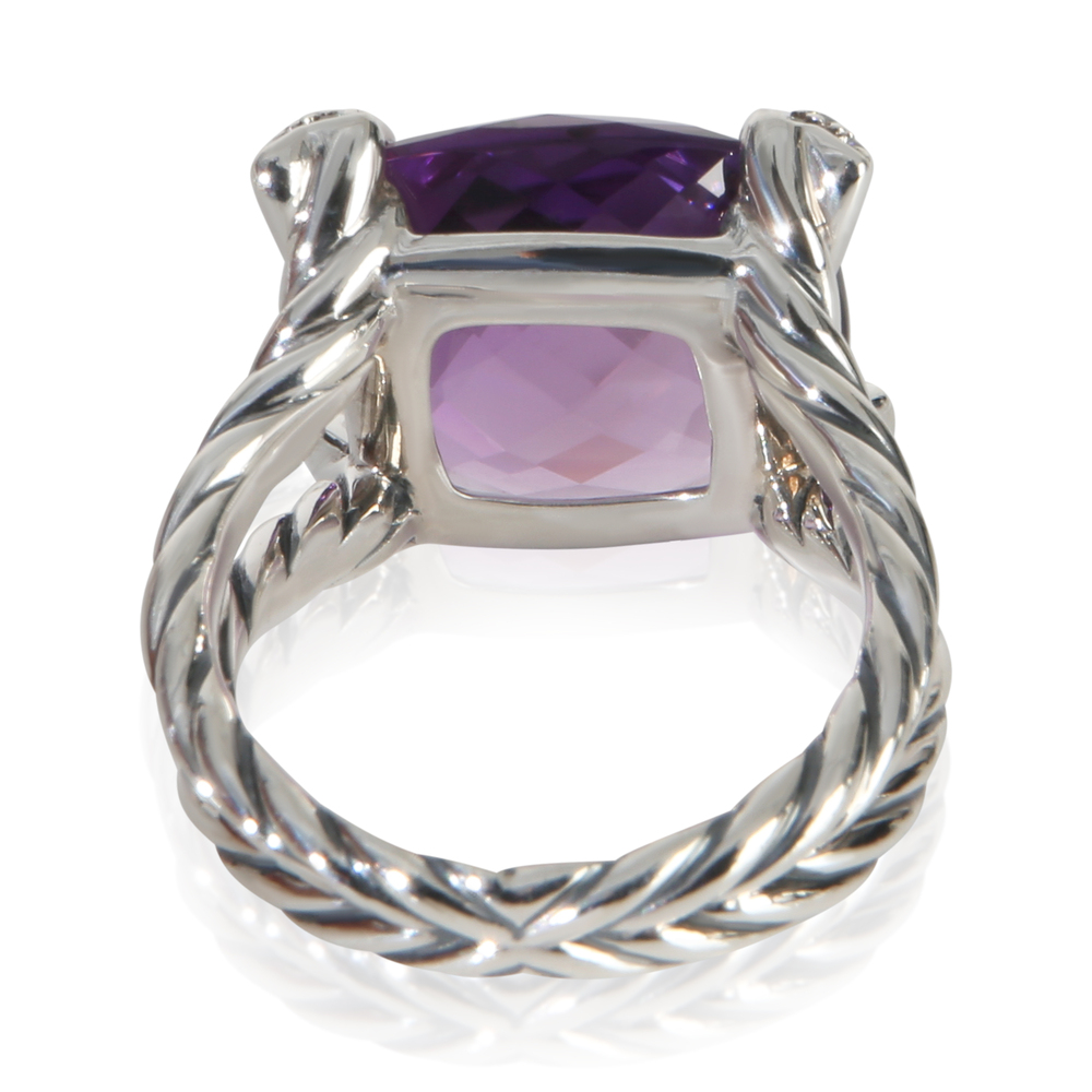 David Yurman Sterling Silver Amethyst and Diamond On Point Ring - Picture 3 of 6